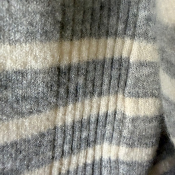 LOFT Gray and Cream Striped Turtleneck Sweater - Picture 4 of 5